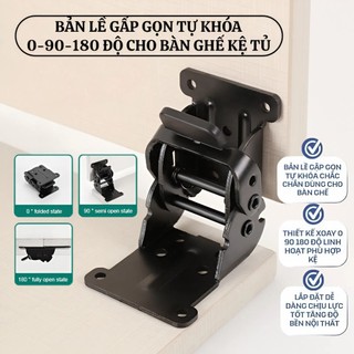 Bản Lề Gập Tự Khóa 0-90-180 Độ | Khớp Gập Chân Bàn, Bàn Gấp, Kệ Gấp, Giá Đỡ Gập Chịu Lực 49x53x71mm