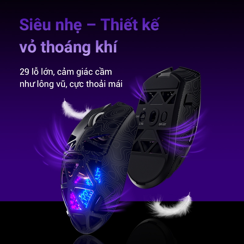 Chuột Gaming Không Dây FURYCUBE G11 2.4G Bluetooth Type-c 22000 DPI PAW3311 văn phòng RGB LED