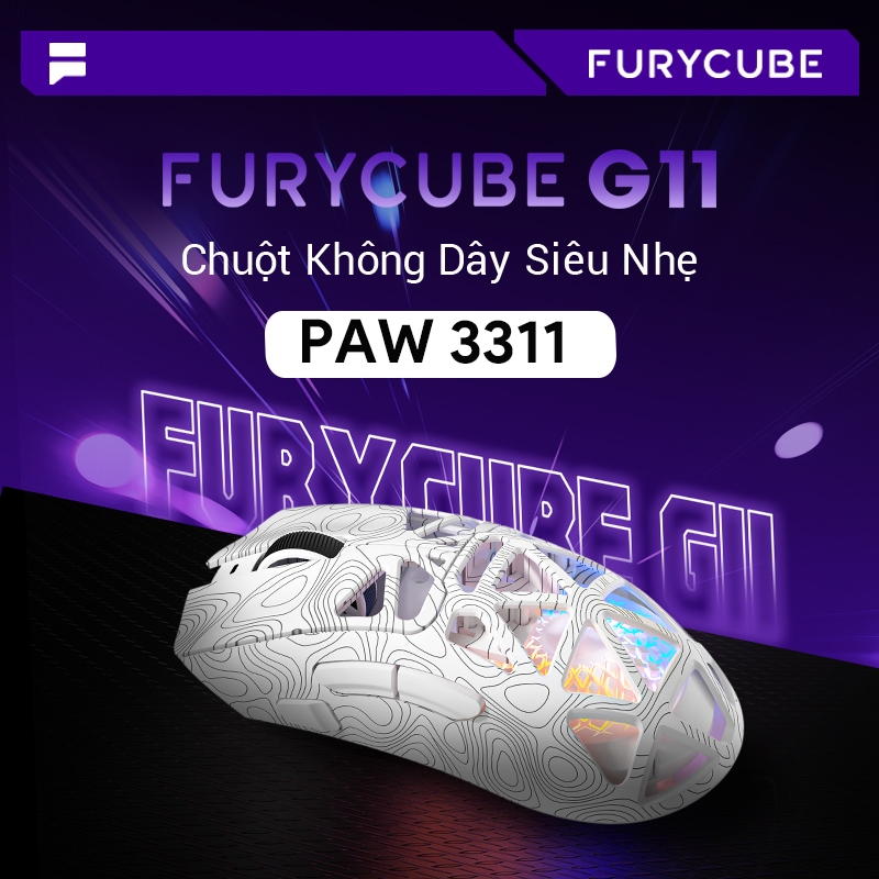 Chuột Gaming Không Dây FURYCUBE G11 2.4G Bluetooth Type-c 22000 DPI PAW3311 văn phòng RGB LED | BigBuy360 - bigbuy360.vn