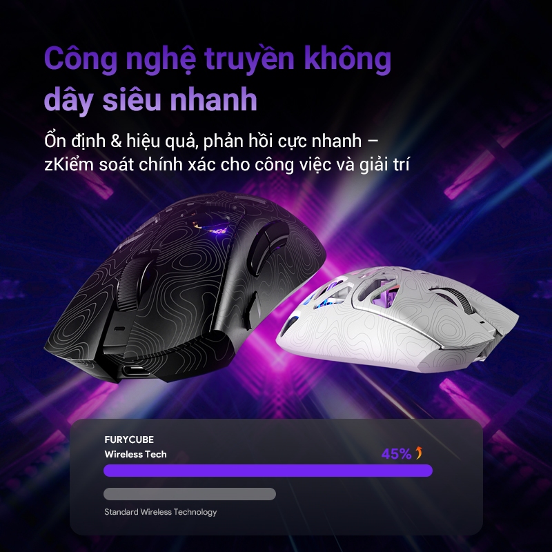 Chuột Gaming Không Dây FURYCUBE G11 2.4G Bluetooth Type-c 22000 DPI PAW3311 văn phòng RGB LED