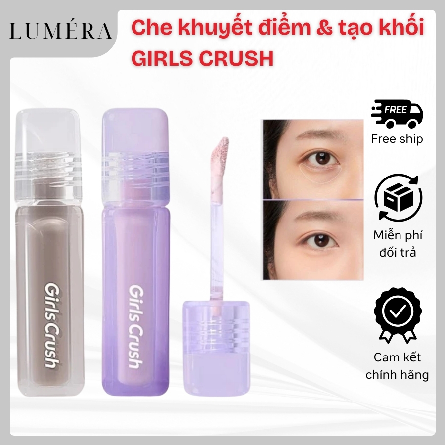 Kem che khuyết điểm GIRLS CRUSH Matte Velvet Concealer kem làm sáng mỏng mịn, hiệu ứng trang điểm 8g
