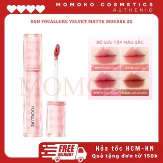 Focallure Velvet Matte Mousse Son môi Nhẹ Độ ẩm mượt Son Tint 2g