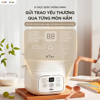 Nồi Nấu Chậm Bear EST-085DH 0.8 Lít, Chức Năng Nấu Cháo, Hầm/Ninh, Chưng Yến, Nấu Chè, Hấp, Giữ Ấm, Giữ Nguyên Hương Vị