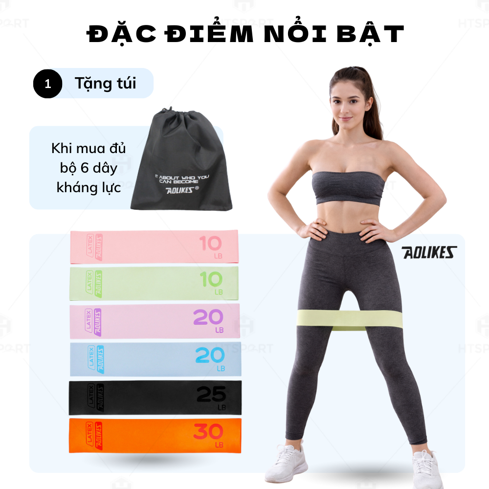 Dây Kháng Lực Miniband Aolikes 3619, Cao Su Latex Cao Cấp Hỗ Trợ Tập Gym - Yoga Luyện Tập Tại Nhà