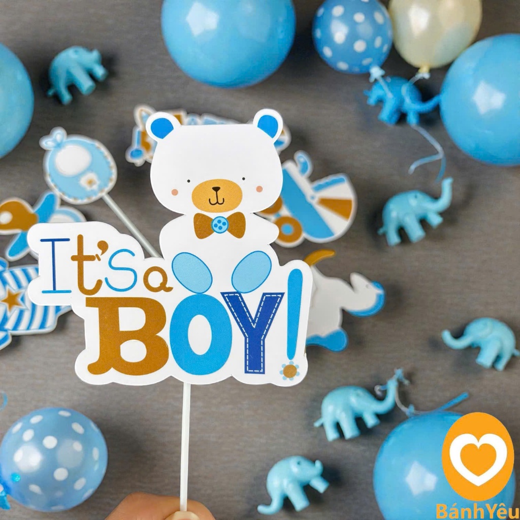 🎀 Set 7 Que Cắm Giấy IT’S GIRL / BOY Trang Trí Bánh – Màu Hồng / Xanh Biển