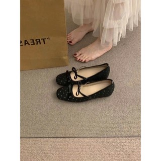 (Sẵn đen 36,37 xanh 36) Giày Mary Jane Nơ, Đế Độn 4cm Kiểu Dáng Mới Xuân Thu 2025