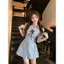 Váy sơ mi xanh kèm quần, Quần Áo Nữ 2025 Mới Cao Cấp Đầm Nữ + Quần Short Thời Trang Petite 2 Bộ