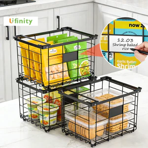 Lifinity Rổ Đựng Thực Phẩm Tủ Lạnh 2 Cái - Thép Carbon Bền, Có Tay Cầm, Thiết Kế Xếp Gọn Thông Minh