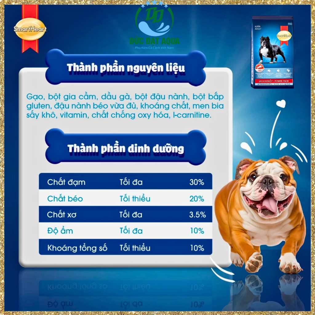 Thức ăn cho chó SmartHeart Power Pack, cho chó giống vừa & lớn cơ bắp bao xá 10kg -20KG 5