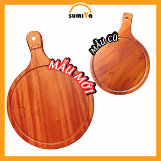 Khay tròn gỗ xà cừ có tay cầm SUMIYA, thớt gỗ tay cầm, khay gỗ decor, trang trí, đựng thức ăn