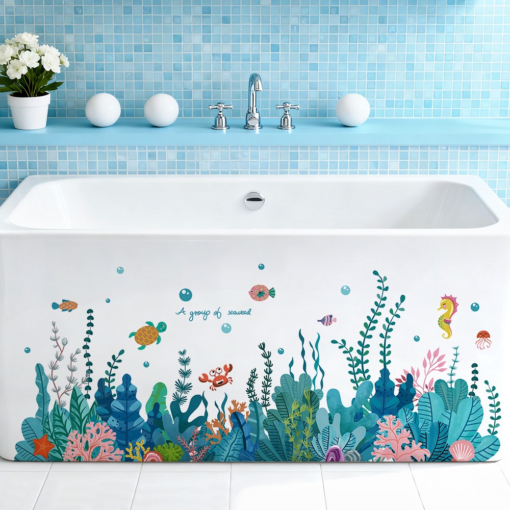 Decal Dán Tường Đại Dương Cá Voi – Sinh Vật Biển Có Keo Sẵn 135x54cm - Trang Trí Phòng Trẻ Em