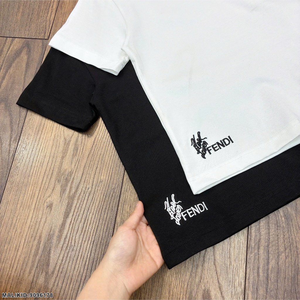 Bộ thun hè bé trai chất cotton in chữ fen đì chất siêu đẹp-Bộ hè bé trai 2 màu trắng đen hàng cao cấp