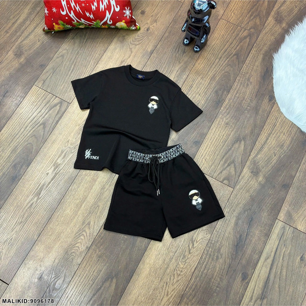 Bộ thun hè bé trai chất cotton in chữ fen đì chất siêu đẹp-Bộ hè bé trai 2 màu trắng đen hàng cao cấp