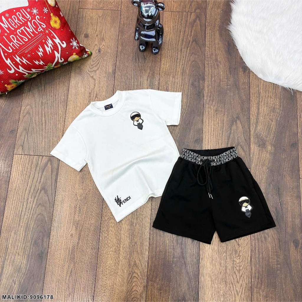 Bộ thun hè bé trai chất cotton in chữ fen đì chất siêu đẹp-Bộ hè bé trai 2 màu trắng đen hàng cao cấp