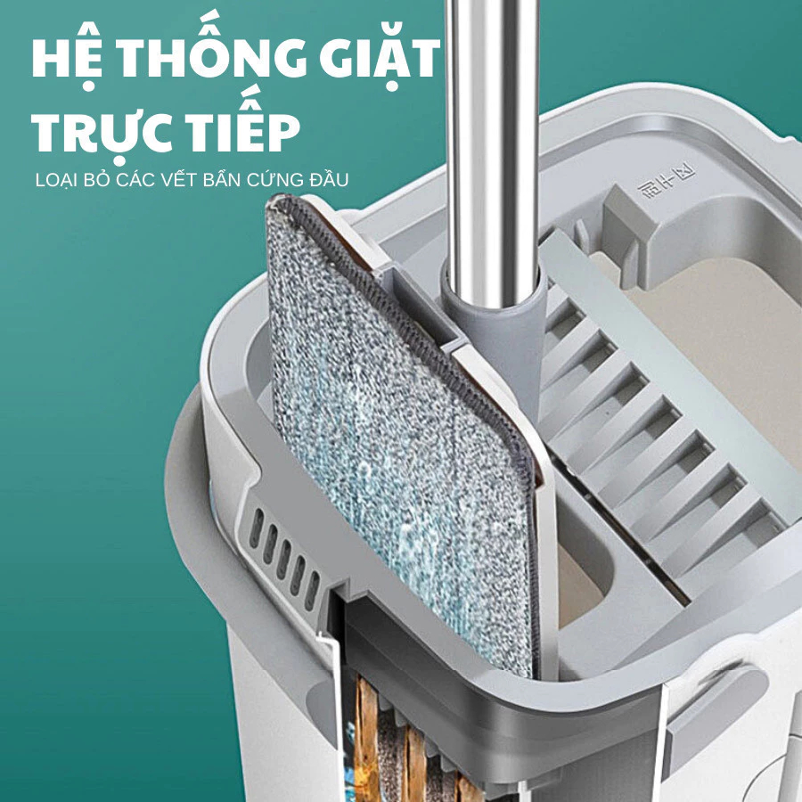 Cây Lau Nhà Tự Vắt Thông Minh 2 Ngăn - Chổi Lau Xoay 360 Độ Kèm Bông Microfiber Cao Cấp