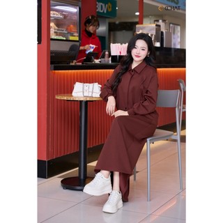 Set Đồ Nữ 𝐂𝐂𝐇𝐀𝐓 Dáng Suông Layered Grace Midi Cổ Đức Chất Liệu Nỉ Cao Cấp 25BDS2022ST