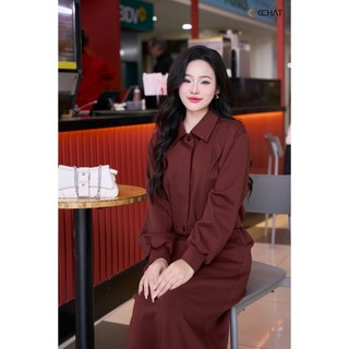 Set Đồ Nữ 𝐂𝐂𝐇𝐀𝐓 Dáng Suông Layered Grace Midi Cổ Đức Chất Liệu Nỉ Cao Cấp 25BDS2022ST