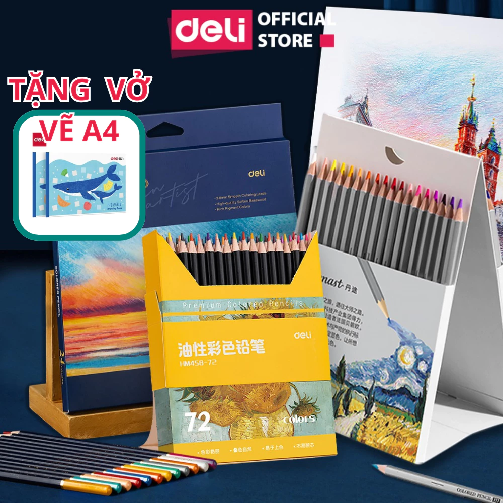 [HỌA CỤ DELI] Bút Chì Màu Cao Cấp Deli - Màu Chì Finenolo Dmast Hộp Giấy Gấp Đứng Được Layer Màu Tô