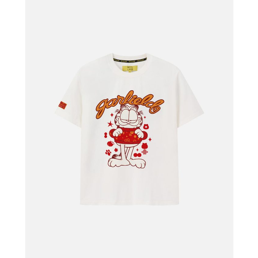 [BST Tết] Áo Thun BOO Unisex Cotton Cổ Tim In Hình Mèo Garfield Chất Liệu Cotton Cao Cấp, Họa Tiết Dễ Thương