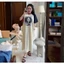 Váy suông Đầm nữ mặc nhà xinh dài maxi cộc tay không cổ phối raglan họa tiết cô gái tóc xù chibi dễ thương cute T1368G