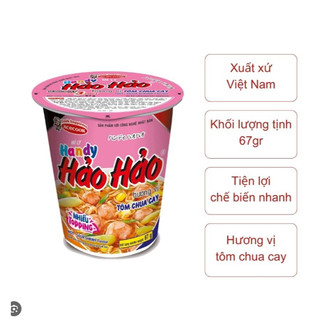 Thùng 24 ly mì Handy Hảo Hảo tôm chua cay 67g