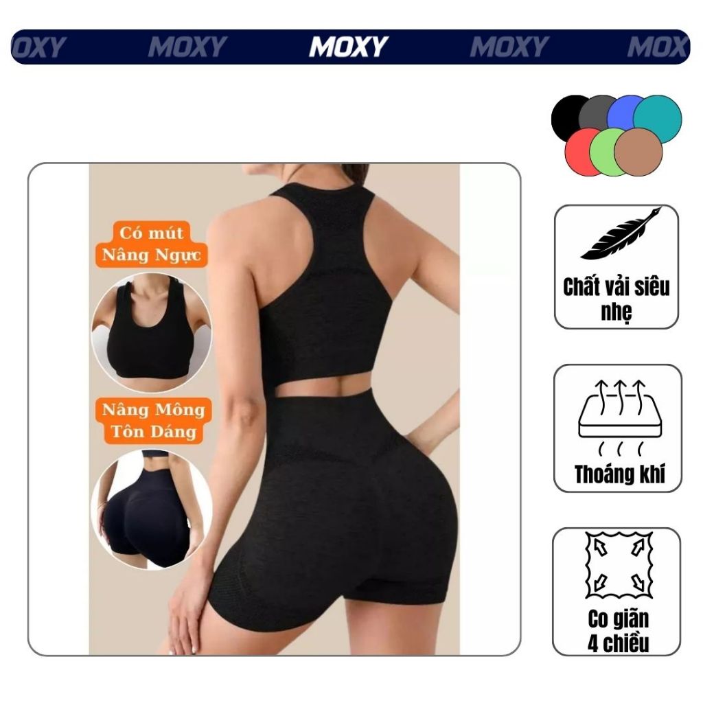 MOXY SPORTSWEAR Bộ Đồ Tập Gym Yoga Nữ, Set Đồ Tập Thể Thao Nữ Thoáng Khí, Có Mút Nâng Ngực, Nâng Mông | BigBuy360 - bigbuy360.vn