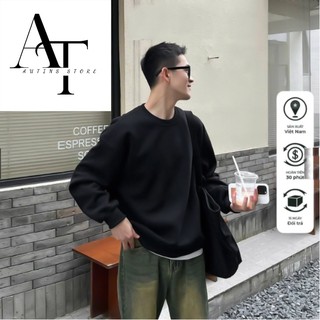 Áo Sweater Unisex Form Rộng AT AUTINS STORE Tay Chéo Basic Nam Nữ Nỉ Cao Cấp Không Bai Xù 4 Màu AON1