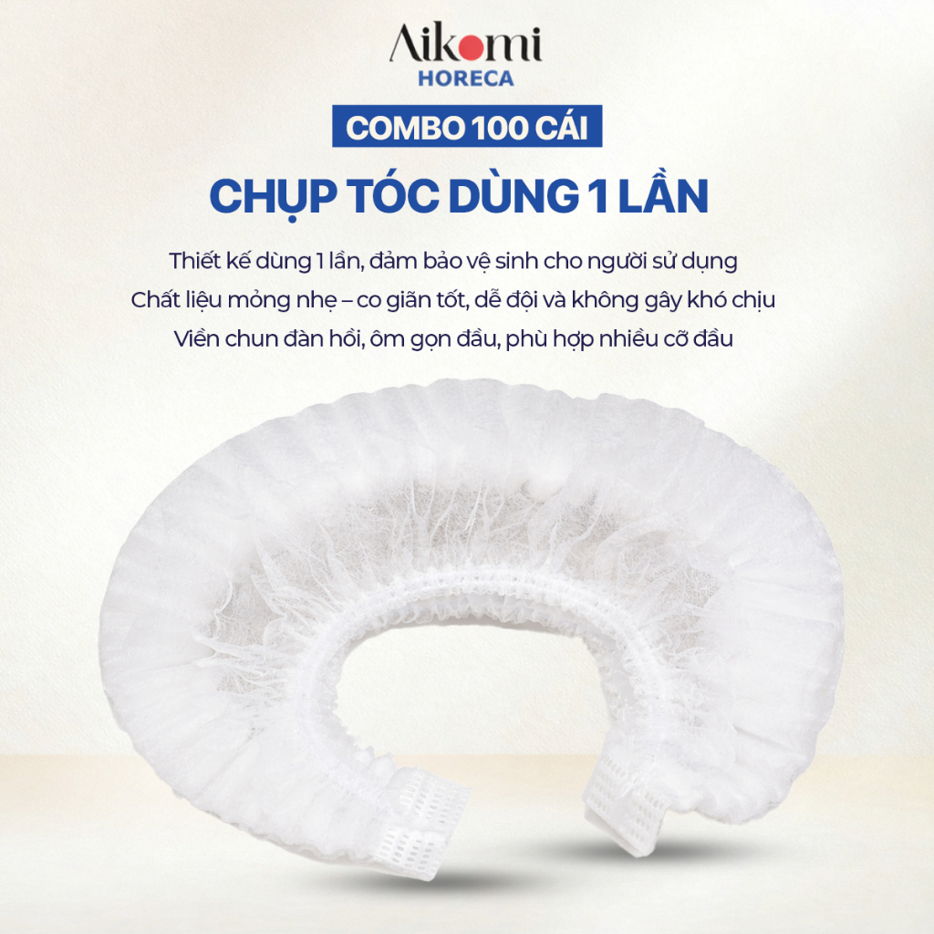 Combo 100 Chụp Tóc - Mũ Trùm Đầu Dùng 1 Lần Đóng Túi Nilong Dùng Cho Khách Sạn, Nhà Nghỉ 12x2cm
