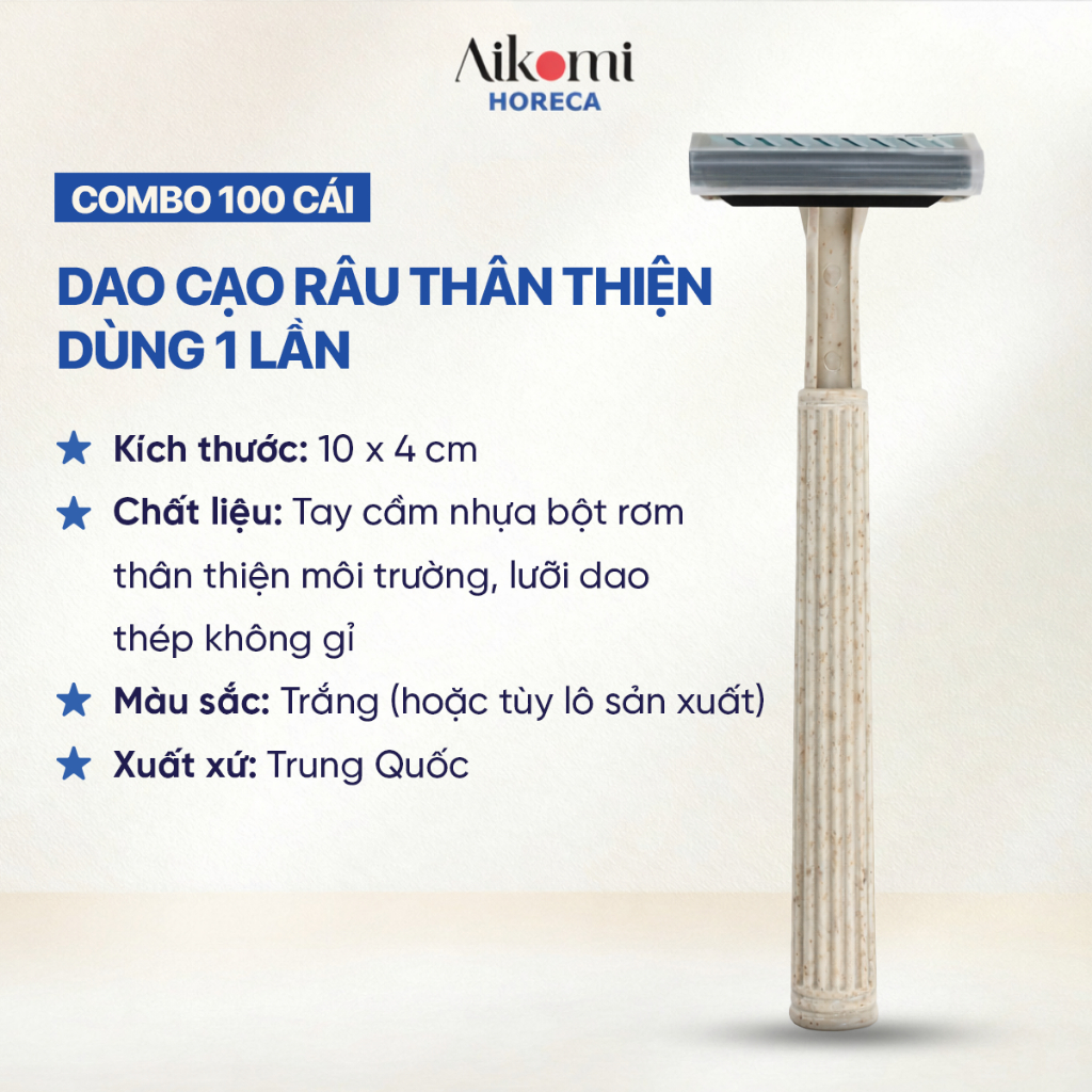 Combo 100 Dao Cạo Râu Xám Thân Thiện Nhựa Dùng 1 Lần Cho Khách Sạn, Nhà Nghỉ,Spa - Đóng Túi Nilon 12x4cm
