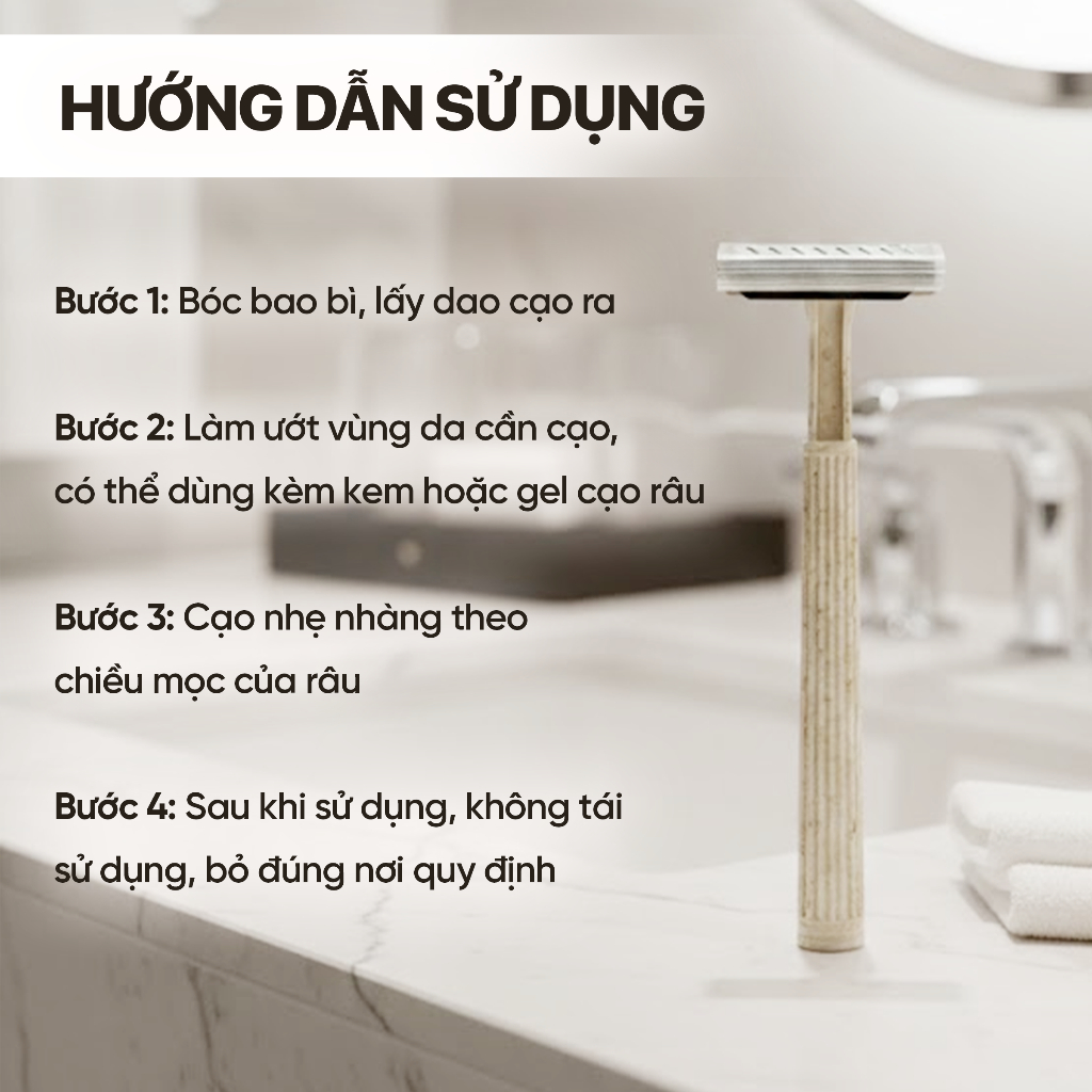Combo 100 Dao Cạo Râu Xám Thân Thiện Nhựa Dùng 1 Lần Cho Khách Sạn, Nhà Nghỉ,Spa - Đóng Túi Nilon 12x4cm
