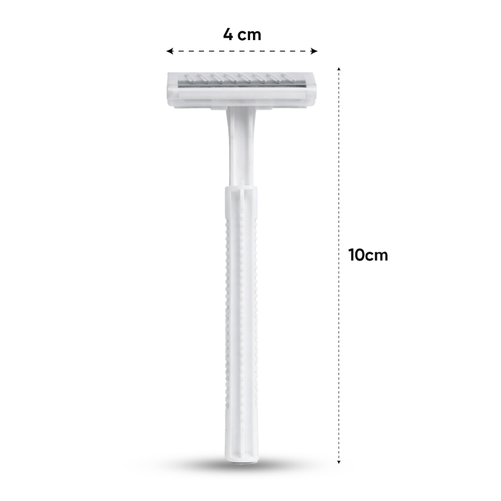 Combo 100 Dao Cạo Râu Nhựa Trắng Dùng 1 Lần Khách Sạn, Spa, Nhà Nghỉ Có Đóng Túi Nilon 10x4cm