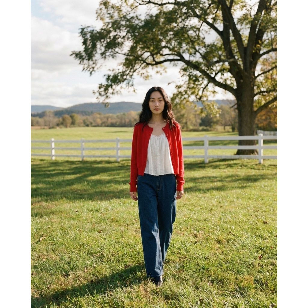 TheBlueTshirt - Áo len cadigan cổ tròn tay dài co giãn basic cho nữ - The Cardigan