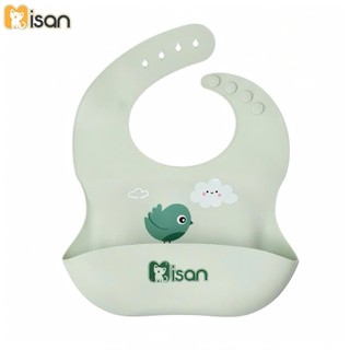 Yếm ăn dặm silicon cho bé MISAN AD92 có máng hứng chống rơi vãi, yếm tập ăn BLW nhiều màu sắc