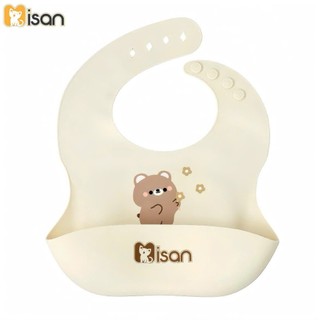 Yếm ăn dặm silicon cho bé MISAN AD92 có máng hứng chống rơi vãi, yếm tập ăn BLW nhiều màu sắc