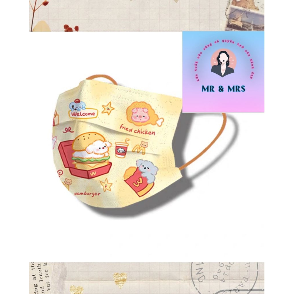 (Set 10/50c) Khẩu Trang Hoạt Hình cho Người Lớn