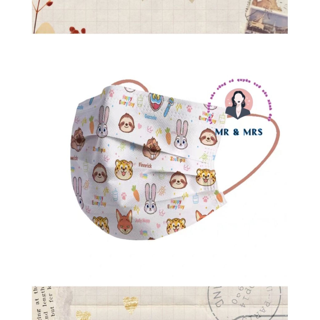 (Set 10/50c) Khẩu Trang Hoạt Hình cho Người Lớn