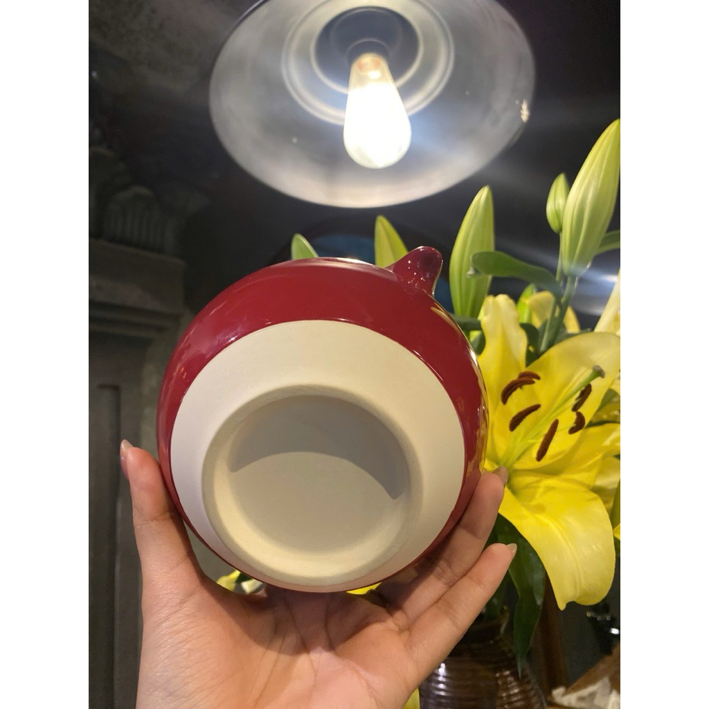 [HOẢ TỐC] Bát Chawan thủ công có miệng rót, đế cắm chổi Chasen ( Gốm sứ cao cấp )_ Màu đỏ đậm