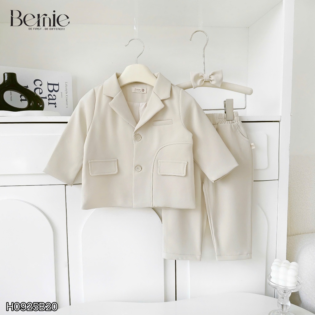 [Chính hãng Bernie] Bộ vest công tử cho bé, bộ vest 3 chi tiết công tử bảnh bao cho bé (vest, quần, nơ)