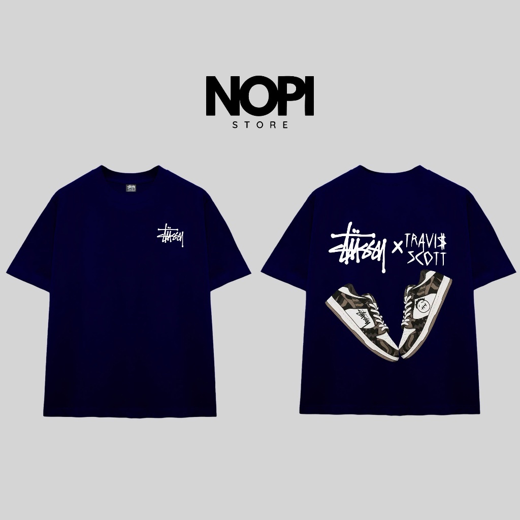 ÁO THUN STUSSY x TRAVIS SCOTT FORM RỘNG NAM NỮ UNISEX VẢI COTTON
