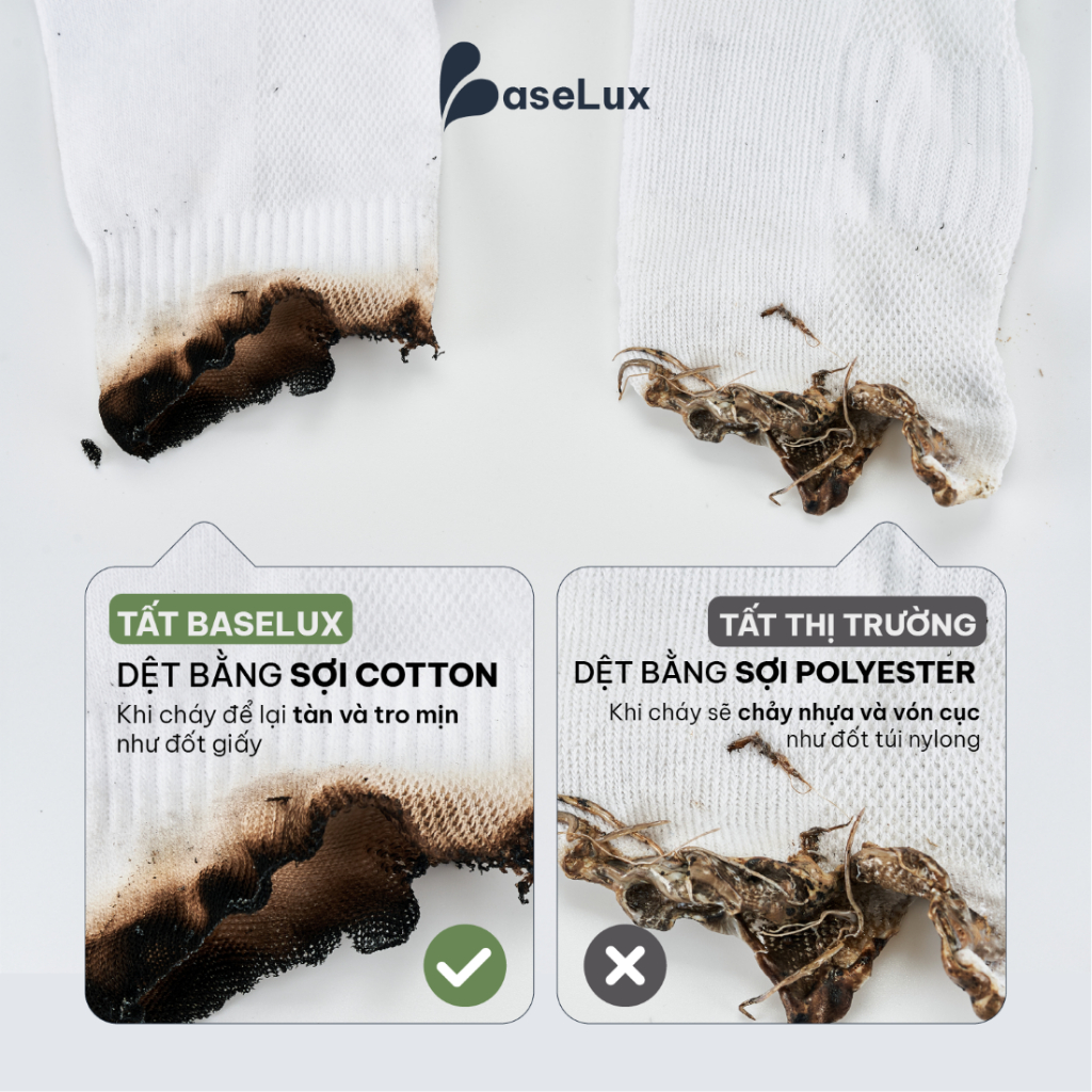 Tất cotton lót lông đệm xù mùa đông BaseLux tất cổ cao mềm mại, vớ cổ cao kháng khuẩn khử mùi, tất nam cổ cao basic