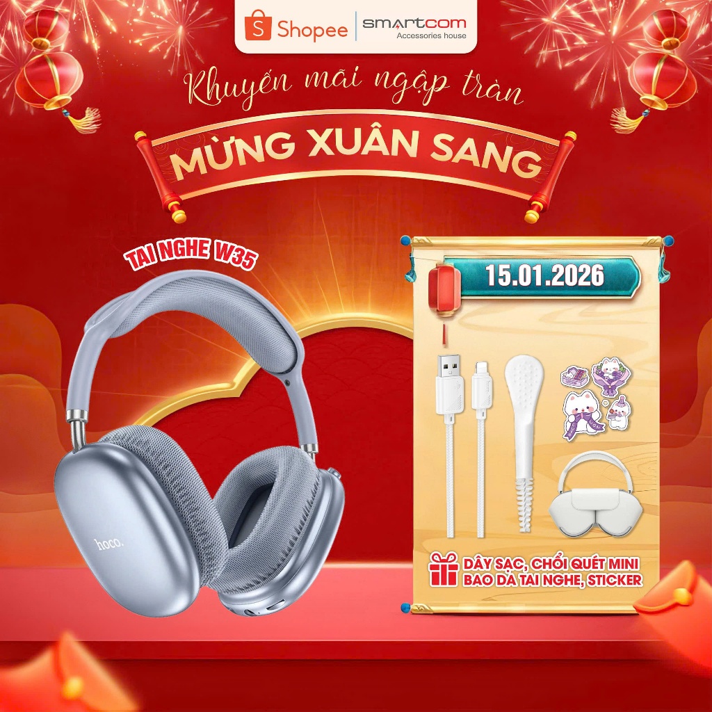 Tai nghe chụp tai HOCO W35 bluetooth 5.3 chính hãng giá rẻ