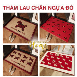 Thảm Lau Chân Ngựa Đỏ May Mắn – Thảm Hình Ngựa, Chống Trượt, Thấm Hút Tốt, Trang Trí Cửa Ra Vào, Nhà Bếp, Nhà Tắm