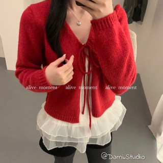 Cardigang + Hai Dây Bèo Vintage Hàn Quốc Trenndy Trẻ Trung Xinh Xắn QCCCl1 (Ảnh thật ) |Dami.Studio 261