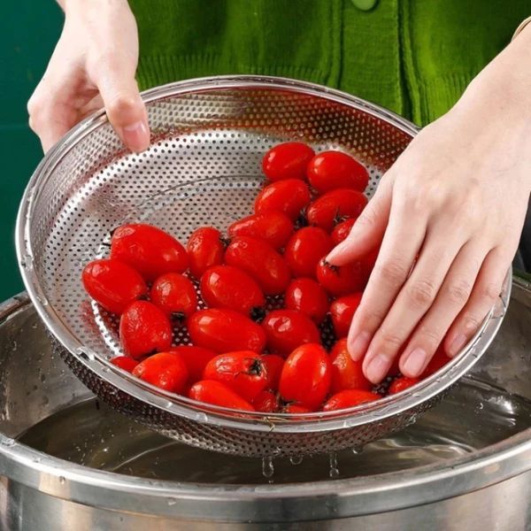 KHAY HẤP ĐỒ ĂN INOX 2 QUAI XÁCH XỊN 23CM , Khay rổ - Rá/ Rổ/ Vỉ Hấp Bằng Thép Không Gỉ Đa Chức Năng - XỬNG HAP THUC AN #