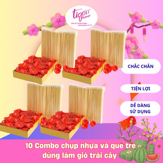 10 Combo CHỤP TRÁI CÂY+QUE TRE gắn trái cây - Chắc chắn, tiện lợi, dễ sử dụng màu ngẫu nhiên