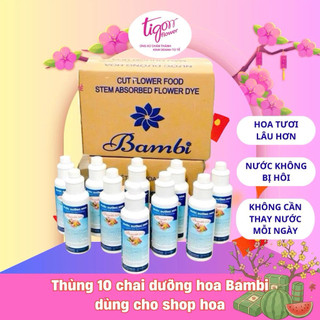 THÙNG 10 CHAI 900ML NƯỚC DƯỠNG HOA BAMBI - không cần thay nước hoa thường xuyên, hoa tươi lâu hơn và không hôi nước