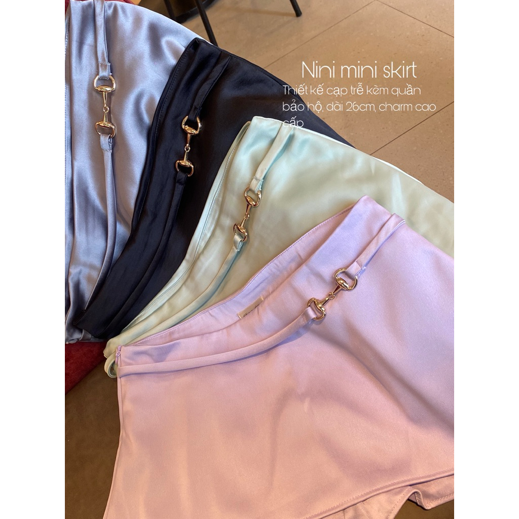 (Pre-order) Chân Váy Ngắn Nini mini skirt Cạp Trễ Lụa Cao Cấp Kèm Dây Charm Xinh - Babiche Attire | BigBuy360 - bigbuy360.vn