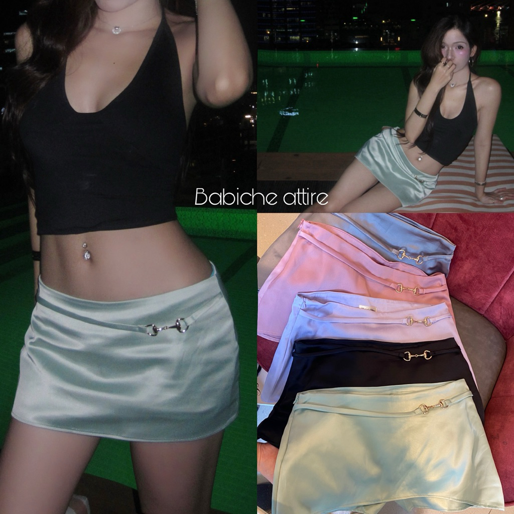 (Pre-order) Chân Váy Ngắn Nini mini skirt Cạp Trễ Lụa Cao Cấp Kèm Dây Charm Xinh - Babiche Attire | BigBuy360 - bigbuy360.vn