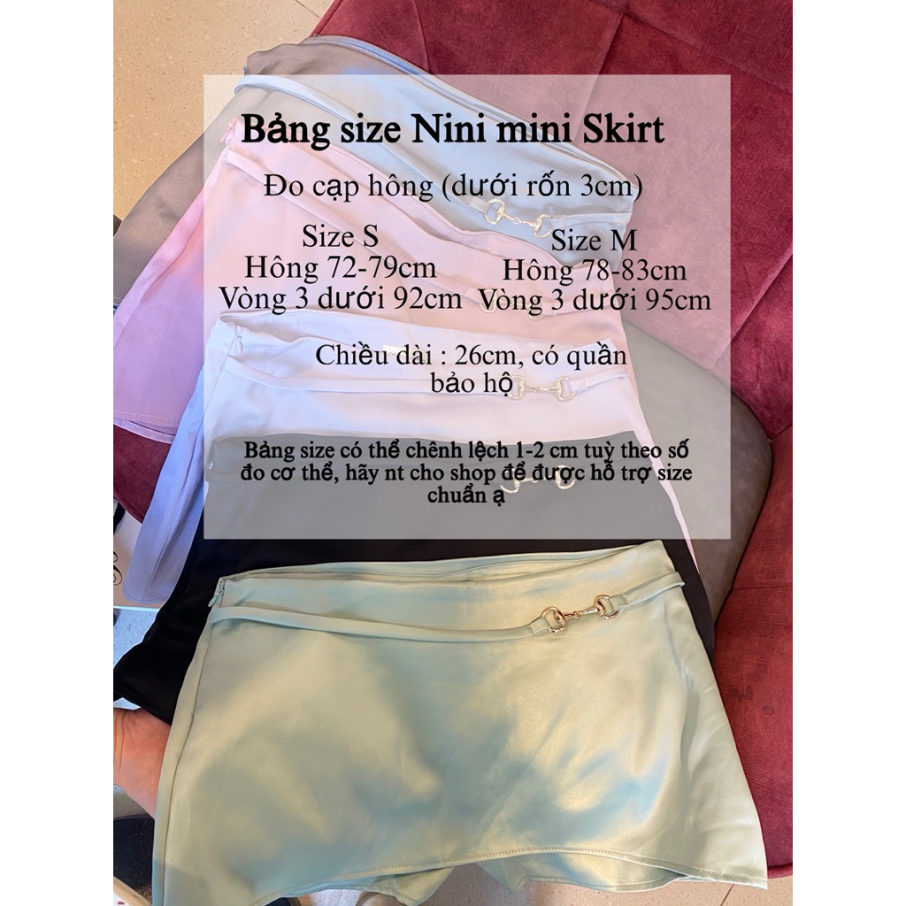 (Pre-order) Chân Váy Ngắn Nini mini skirt Cạp Trễ Lụa Cao Cấp Kèm Dây Charm Xinh - Babiche Attire | BigBuy360 - bigbuy360.vn