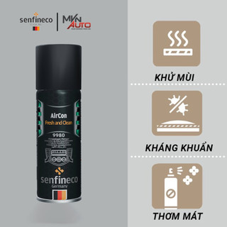 Xịt khử mùi điều hòa, nội thất ô tô hương chanh Senfineco 9980 AirCon Fresh And Clean dung tích 200ml - Mvn Auto